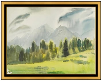 Emil Kosa Jr Signed Watercolor Mountain Landscape Painting Framed Art