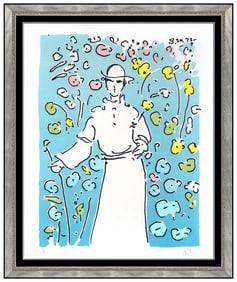 Peter Max Signed Monk In The Garden Serigraph Cosmic Pop Framed Art