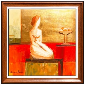 Adriana Naveh Signed Acrylic Figurative Still Life Painting on Board Art