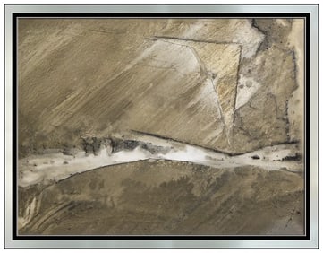 Laddie John Dill Signed Oil Cement Glass Abstract Painting on Board Art