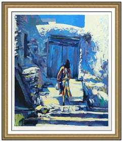 Nicola Simbari Signed Large Color Serigraph Santangelo Female Portrait Art