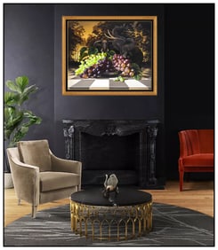 Ilene Meyer Signed Large Oil Surreal Wildlife Still Life Painting on Canvas