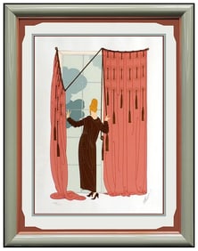 Erte Signed Cloudy Morning Color Serigraph Art Deco Set Design Tirtoff Art