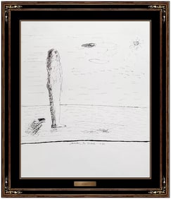 Jamali Signed Ink Self Portrait Drawing Framed Art