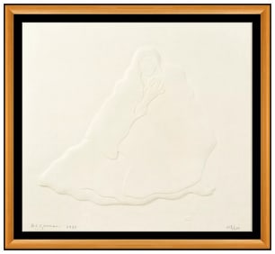 R.C. Gorman Signed Cast Paper Relief Mother Child Sculpture Art