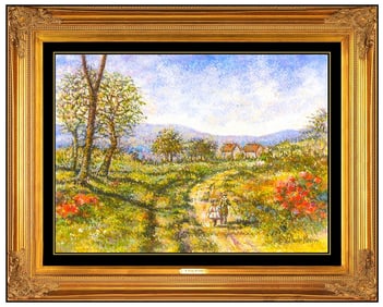 Hughes Claude Pissarro Signed Pastel Rural French Landscape Painting Art