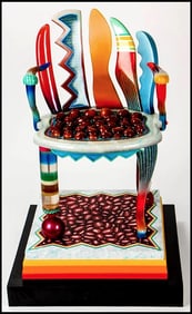 Dan Meyer Signed Life Size Painted Wood Chair Sculpture Art