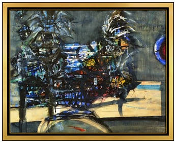 Sir Robin Philipson Signed Abstract Gouache Painting Framed Art