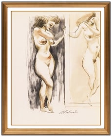 Aaron Bohrod Signed Oil Female Figurative Painting Framed Art