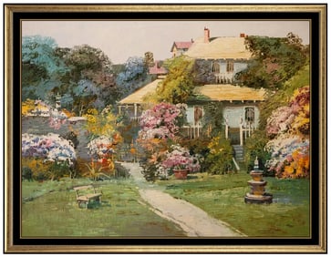 Ming Feng Signed Large Original Oil Floral Landscape Painting on Canvas Art