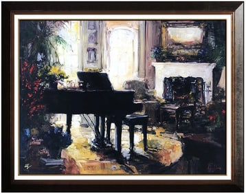 Stephen Shortridge Signed Large Hand-Embellished Giclee Piano Painting Canvas