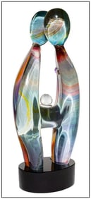 Dino Rosin Signed Original Murano Calcedonia Glass The Family Sculpture Art