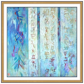 Yi Kai Signed Large Original Painting on Rice Paper Modern Abstract Art