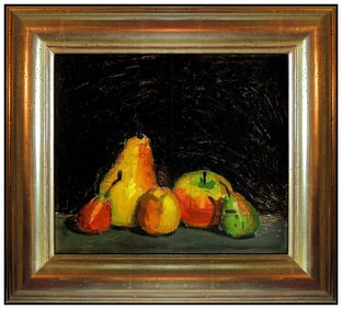 Robert Kulicke Signed Original Oil Fruit Still Life Painting on Board Framed