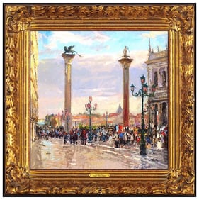 Curt Walters Signed Original Oil Italian Cityscape Painting on Board Framed