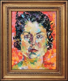 John Costigan Signed Original Oil Female Portrait Painting on Canvas Framed Art