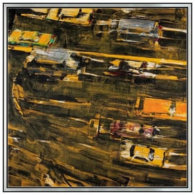 David Kapp Signed Large Original Oil Car Automobile Painting on Canvas Framed