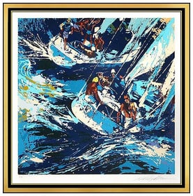 Leroy Neiman Signed Color Serigraph Two Twelves Sailboat Framed Art
