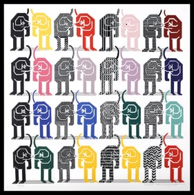 Pedro Friedeberg Signed Loteria Canina Color Serigraph Abstract Animal Art