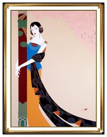 Lillian Shao Signed Original Large Acrylic Female Portrait Painting on Canvas