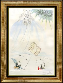 Salvador Dali Signed Color Etching Moses Religious Surreal Framed Art