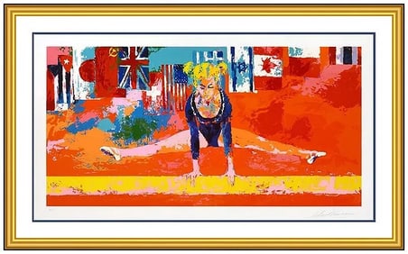 Leroy Neiman Signed Large Color Serigraph Olympic Gymnast Sports Framed