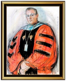 Sheldon Schoneberg Signed Large Original Pastel Portrait Painting Framed