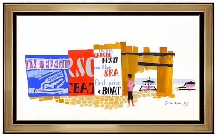 Nicola Simbari Signed Original Oil Seascape Nautical Portrait Painting Framed