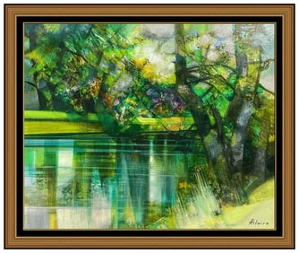 Camille Hilaire Signed Original Oil French Landscape Painting on Canvas Art