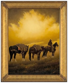 George Dee Smith Signed Original Oil Western Horse Cowboy Painting on Board