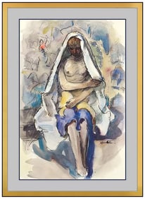 Clarence Hinkle Signed Original Ink Watercolor Painting Framed Art