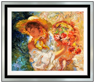 Jose Royo Signed Large Color Serigraph Tarde Campo Female Portrait Art