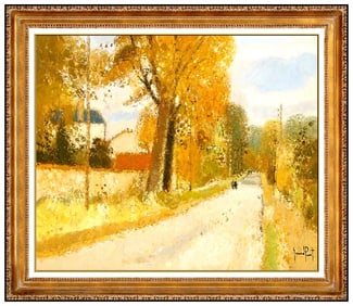 Gerard Passet Signed Original Oil French Rural Landscape Painting on Canvas