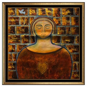 Gaylord Soli Signed Large Original Acrylic Female Portrait Painting on Canvas