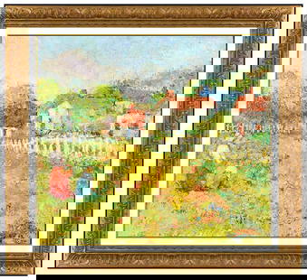 George Rene Sinicki Signed Original Oil French Landscape Painting on Canvas: This Lot Includes:Gallery Coa & Free Domestic Shipping (*Insurance And International Shipping For An Additional Charge)Artist: George Rene SinickiTitle: Flowering Pasture Medium: Oil Painting on Canva