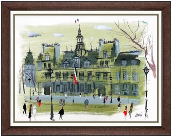 Charles Levier Signed Large Original Acrylic French Landscape Painting Paris