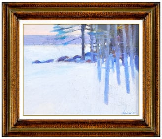 Michael Davis Signed Original Oil Winter Landscape Painting on Canvas Framed