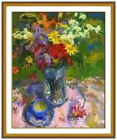 Scott Switzer Signed Large Original Oil Still Life Painting on Board Framed