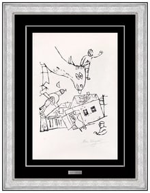 Marc Chagall Signed Planche 4 Woodcut Figures Animals Framed Art