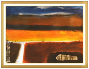 Lynn Wolfe Signed Original Acrylic Abstract Landscape Painting Framed Art