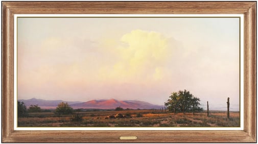 Michael Stack Signed Large Original Oil Western Landscape Painting on Canvas