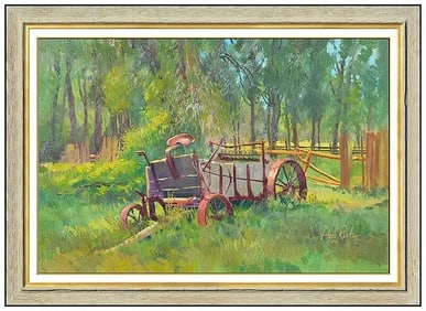 Don Ricks Signed Large Original Oil Rural Landscape Painting on Canvas