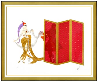 Erte Signed Mystery Of The Courtesan Embossed Serigraph Art Deco Costume