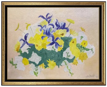 Sally Michel Avery Signed Original Oil Floral Painting on Board Framed Art