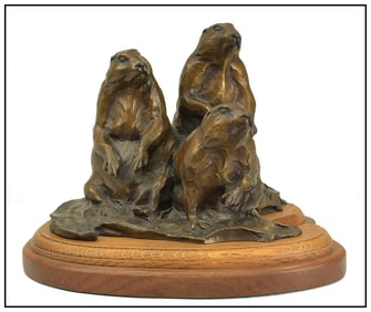 Veryl Goodnight Curious Trio Original Full-Round Bronze Sculpture Signed Art