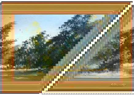 Tom Browning Signed Original Oil Landscape Painting on Canvas Board Framed: This lot includes:Gallery COA & free domestic shipping (*insurance and international shipping for an additional charge)Artist: Tom Browning Title: Quiet Morning Medium: Oil Painting On Canvas Board Si