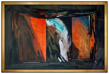 Laddie John Dill Signed Large Original Pastel Oil Abstract Painting on Board