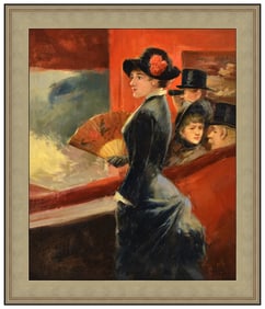 George Vuillard Signed Original Oil Female Portrait Painting on Canvas Framed