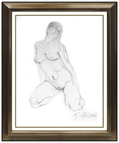 Richard Macdonald Signed Original Crayon Female Drawing Bronze Sculpture Art