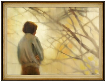Hal Singer Signed Original Large Oil Child Portrait Painting on Canvas Art